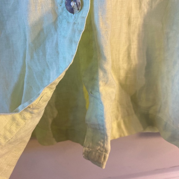 Lulu-B 100% Linen Lime Green Lagenlook Loose Top, size Large - Picture 7 of 10